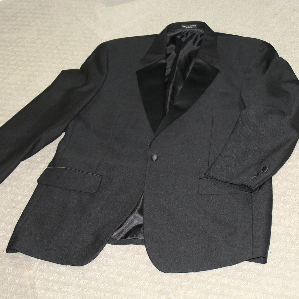Versini 44L Black 100% Wool Mens Jacket Tuxedo Tux Smoking Coat